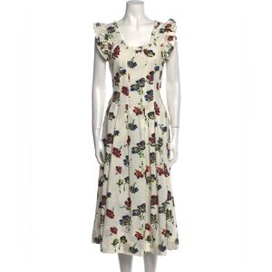 Ulla Johnson Cream Floral Midi Dress